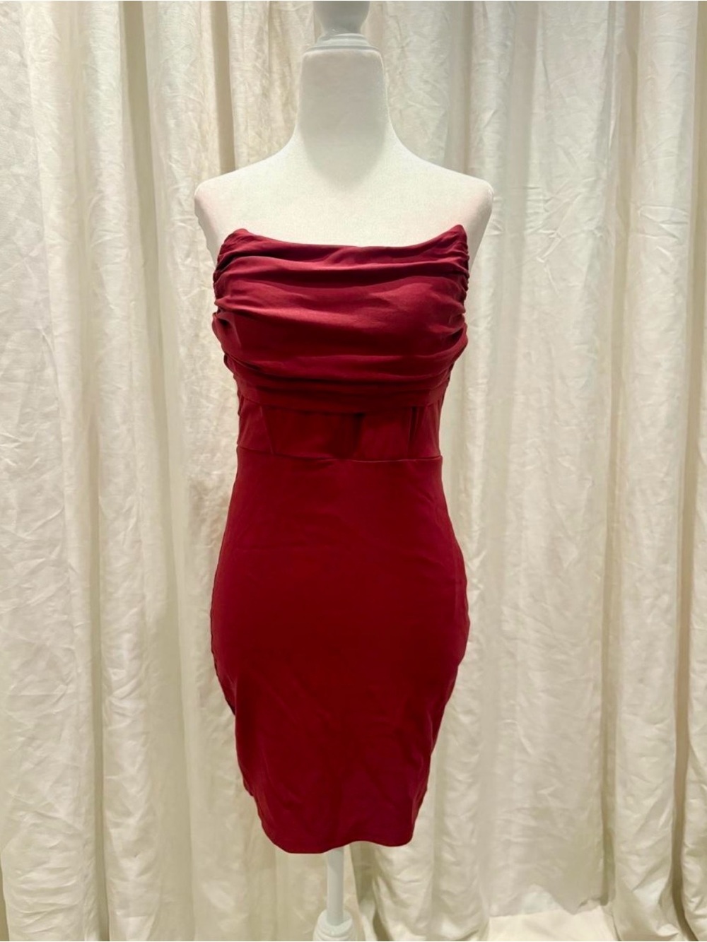 Blue Blush Strapless Ruched Bodycon Mini Dress Maroon Game Day Miss State Medium